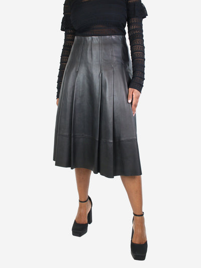 Black leather pleated midi skirt - size UK 14 Skirts Sportmax 