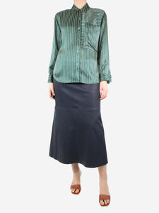 By Malene Birger Blue leather midi skirt - size UK 8