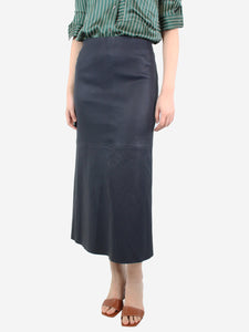 By Malene Birger Blue leather midi skirt - size UK 8