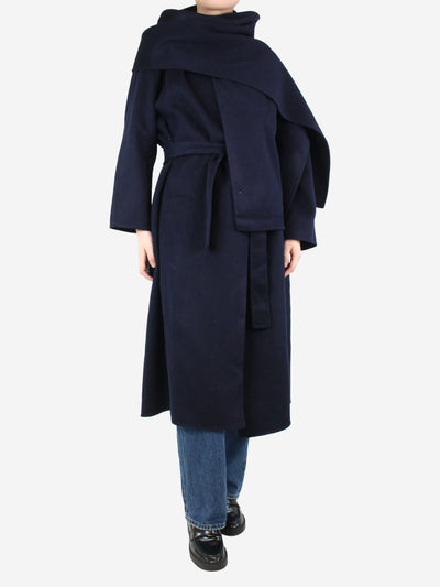 Blue wool oversized coat, comes with scarf - size UK 10 Coats & Jackets Marcela 