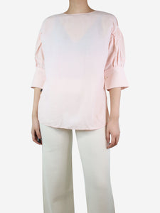 Jil Sander Pink linen-blend top - size UK 8