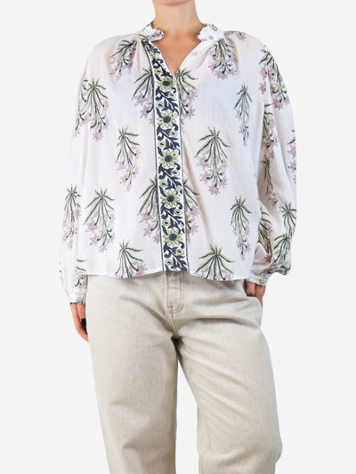 White floral shirt - size M Tops Alix of Bohemia