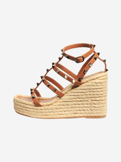 Tan Rockstud espadrilles wedge sandals - size EU 36 Heels Valentino