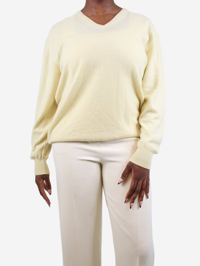 Yellow v-neck cashmere sweater - size UK 20 Knitwear Loro Piana 