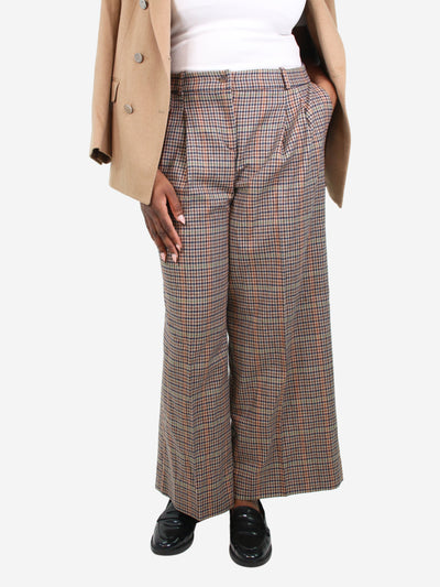 Brown houndstooth wool-blend trousers - size UK 14 Trousers Kiltie 