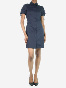 Theory Blue linen-blend shirt dress - size UK 6