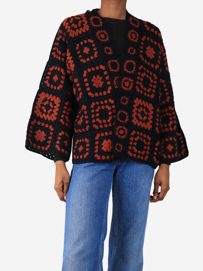 Navy blue crochet knit cardigan - One size Knitwear By Marie