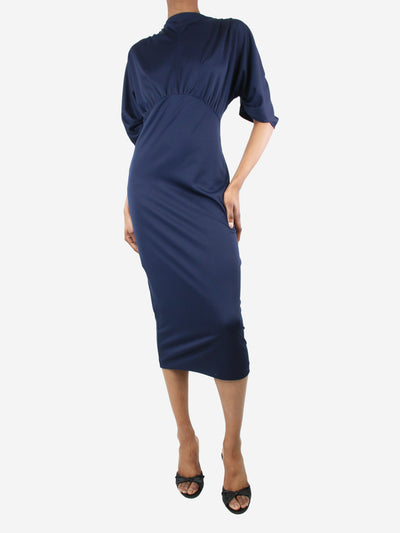 Blue high-neck fitted midi dress - size UK 6 Dresses Prada 