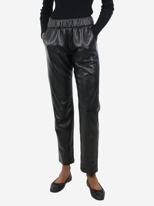 Anine Bing Black elasticated faux-leather trousers - size XS