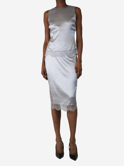 Grey silk and lace top and skirt set - size UK 4 Sets Tom Ford