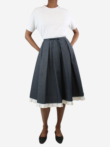 Shushu Tong Grey pleated midi skirt - size UK 6