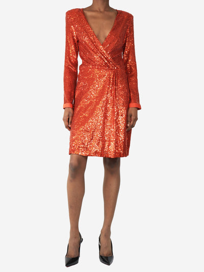 Blood orange sequin midi dress - size UK 8 Dresses Jenny Packham