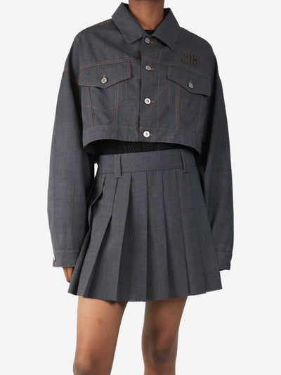 Grey cropped jacket with orange stitching - size UK 6 Coats & Jackets Miu Miu