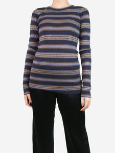 Brunello Cucinelli Dark blue lurex striped sweater - size M