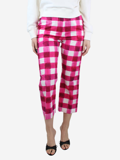 Hot pink checkered cotton trousers - size UK 8 Trousers MSGM 
