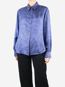 Loro Piana Blue silk paisley shirt - size UK 20