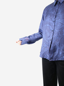 Loro Piana Blue silk paisley shirt - size UK 20