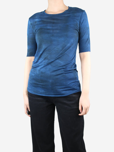 Blue tie-dye printed t-shirt - size UK 8