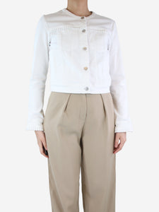 J Brand White cropped collarless jacket - size S