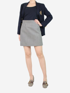 Miu Miu Black check wool-blend skirt - size UK 10
