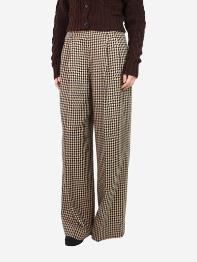 Brown houndstooth wide-leg trousers - size UK 14 Trousers Emilia Wickstead 