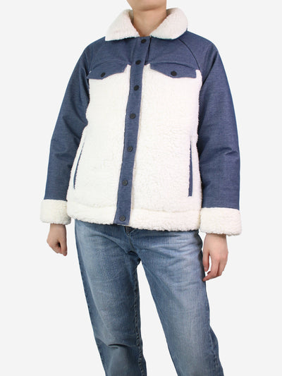 White and blue denim sherpa jacket - size S Coats & Jackets Perfect Moment 