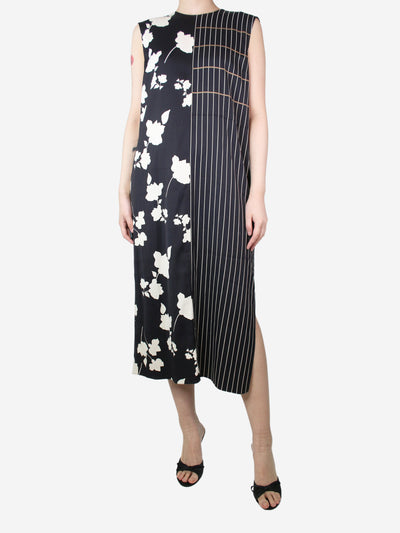 Black pinstripe floral Cady midi dress - size UK 10 Dresses Another Tomorrow 