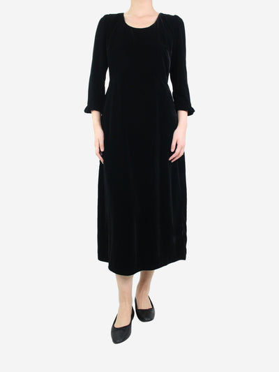 Black velvet midi dress - size UK 12 Dresses Albaray 