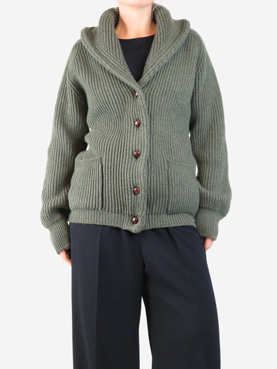 Green ribbed shawl cardigan - size XL Knitwear Crimson