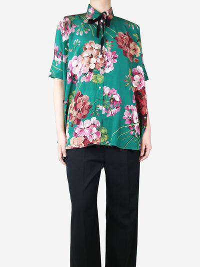 Green floral printed shirt - size UK 8 Tops Gucci 