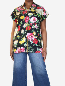 Dolce & Gabbana Black silk floral shirt - size UK 12