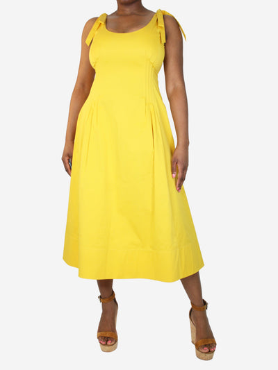 Yellow sleeveless knot dress - size UK 14
