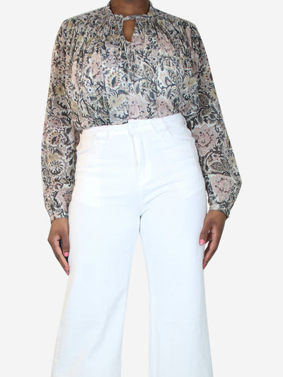 Multicolour floral printed cotton blouse - size UK 12 Tops Laurence Bras 