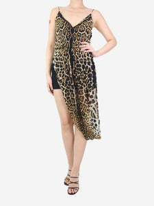 Saint Laurent Animal Print leopard print silk dress - size UK 8