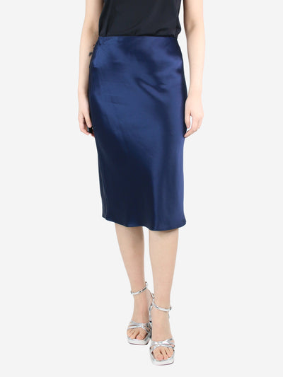 Blue silk midi skirt - size UK 10 Skirts Divine Cashmere 