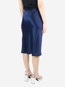 Divine Cashmere Blue silk midi skirt - size UK 10