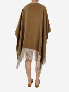 La Troupe Khaki handmade fringed cape - One Size