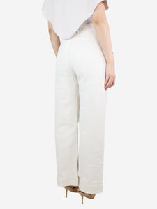 G. Cream high-waisted wide-leg trousers - size UK 12