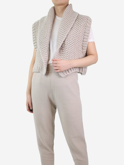 Beige chunky sleeveless wool-blend cardigan - size L Knitwear Bamford 