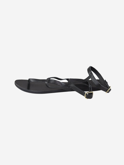 Black leather T-strap sandals - size EU 38 Flat Sandals Alex Riviere x Manebi 