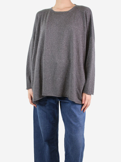 Dark grey oversized lurex sweater - size One Size Knitwear Eskandar 