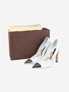 Louis Vuitton White pointed-toe leather heels - size EU 36.5