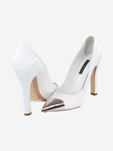 Louis Vuitton White pointed-toe leather heels - size EU 36.5