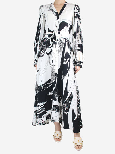 Black and white all-over printed dress - size UK 8