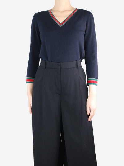 Blue V-neckline wool jumper - size UK 10 Knitwear Gucci 