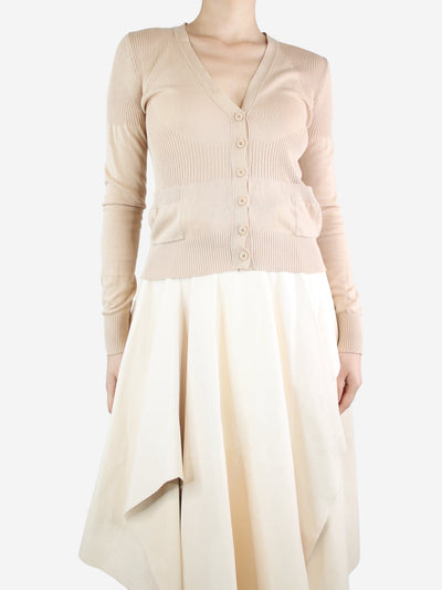 Neutral ribbed button-up cardigan - size S