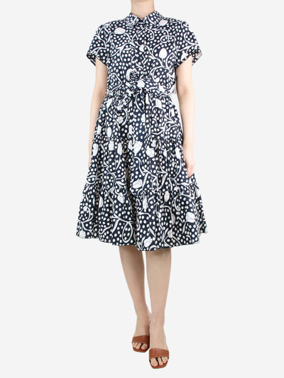 Blue polka-dot tiered dress - size L