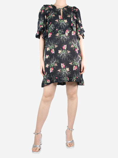 Black flower cloud silk ruffle dress - size UK 12 Dresses Vilshenko 
