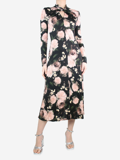 Black floral printed midi dress - size UK 12 Dresses Erdem 
