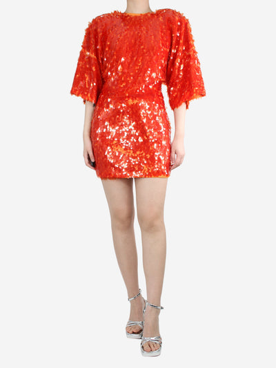 Orange open-back sequin mini dress - size UK 12